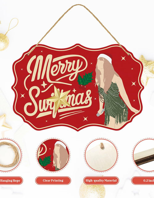 Load image into Gallery viewer, Funny Christmas Wood Door Sign Holiday Decor Welcome Front Door Hanging
