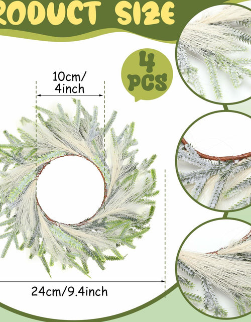 Load image into Gallery viewer, Daifunli 4 Pcs Wedding Candle Rings Pine Pampas Wreaths Small Christmas Decor
