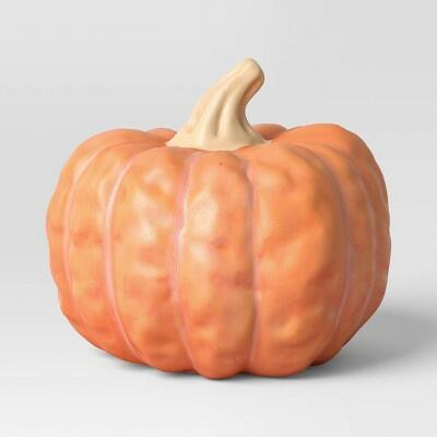 Load image into Gallery viewer, Hyde and EEK! Boutique Small Pumpkin Figurine Orange Plastic
