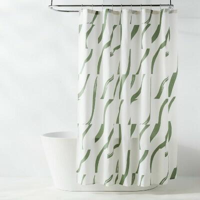 Load image into Gallery viewer, Room Essentials CVC Fabric Painted Strokes Shower Curtain Green
