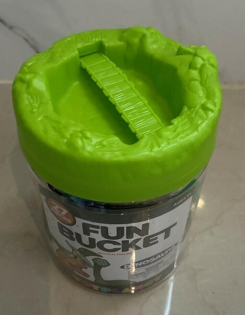 Load image into Gallery viewer, Fun bucket 27 pieces Dinosaurs action figures toy planet .pre Owned

