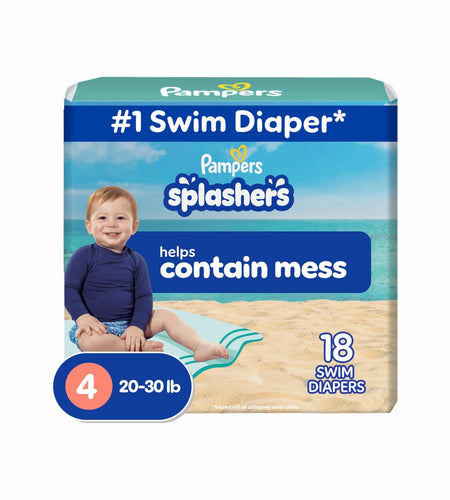 Pampers Swim Diapers Splashers Gap-Free Disposable Baby Swimming Pants Size 4