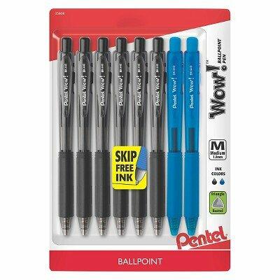 Load image into Gallery viewer, Pentel WOW! Retractable Ballpoint Pens 1mm 8ct Black Blue Black Ink
