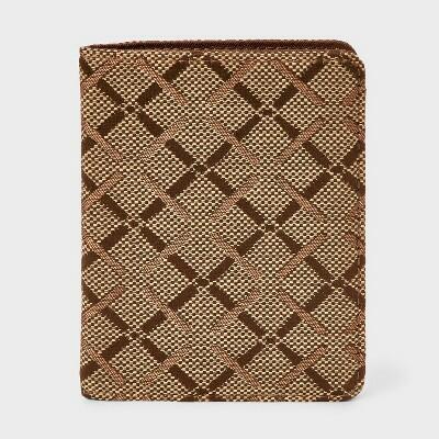 Load image into Gallery viewer, A New Day Passport Case Brown Plaid Jacquard Knit Recycled Polyester

