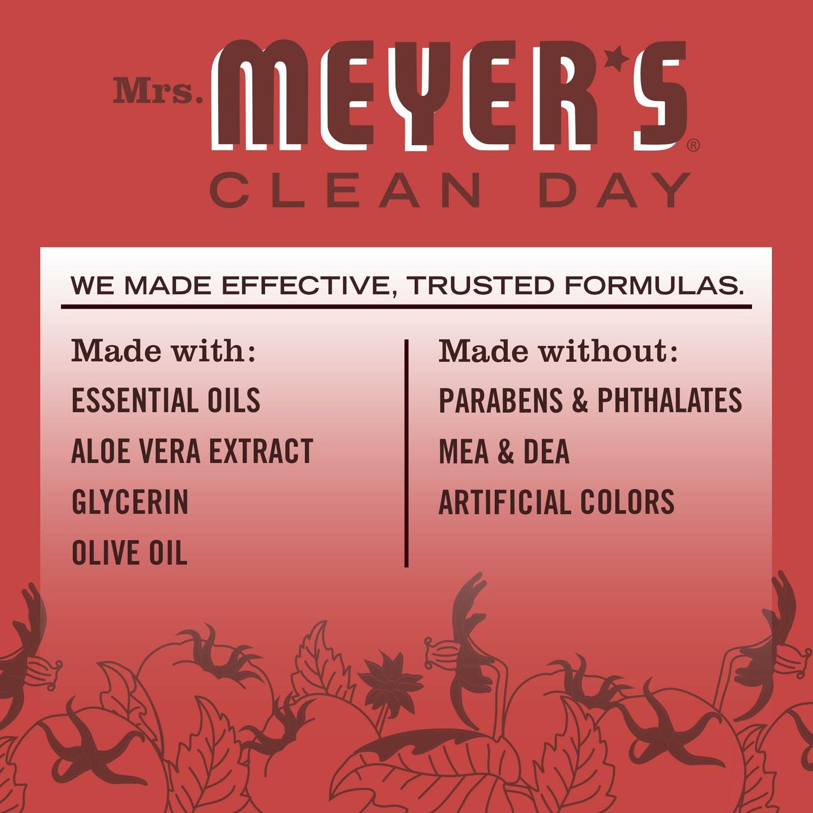 MRS. MEYER'S CLEAN DAY Liquid Hand Soap Tomato Vine Scent 12.5oz Red