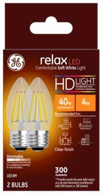 Load image into Gallery viewer, GE 2-Pack 4W LED BM Bulb Dimmable Wet Location 320 Lumens B11 Shape
