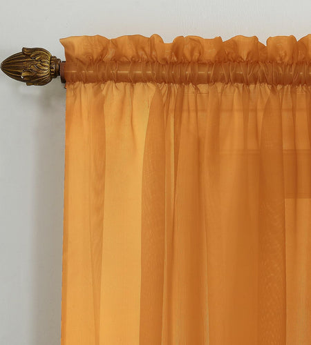 No. 918 Calypso Sheer Voile Rod Pocket Curtain Panel Orange 59x84