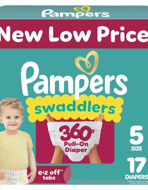 Load image into Gallery viewer, Pampers Swaddlers 360° Diapers White Leakproof Comfy Dry 17 Count Size 5
