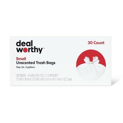 Load image into Gallery viewer, Dealworthy Small Flap Tie Trash Bags 4gal 30ct BPA-Free
