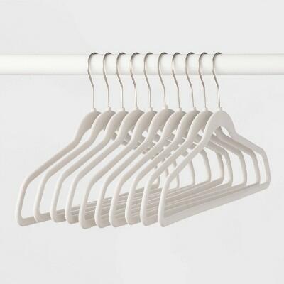 Load image into Gallery viewer, Brightroom 10pk White Velvet Flocked Hangers Clothes Sweaters Dresses Shirts
