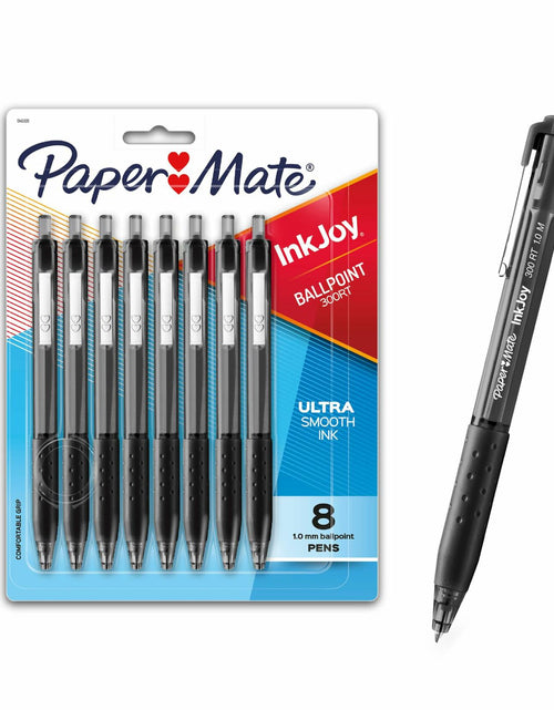 Load image into Gallery viewer, Paper Mate 300RT Effortless Glide Ballpoint Pens Medium 1.0mm Black Ink 8 Count
