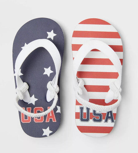 Cat & Jack Toddler Adrian Americana USA Flip Flops Red/White/Blue Size 9/10
