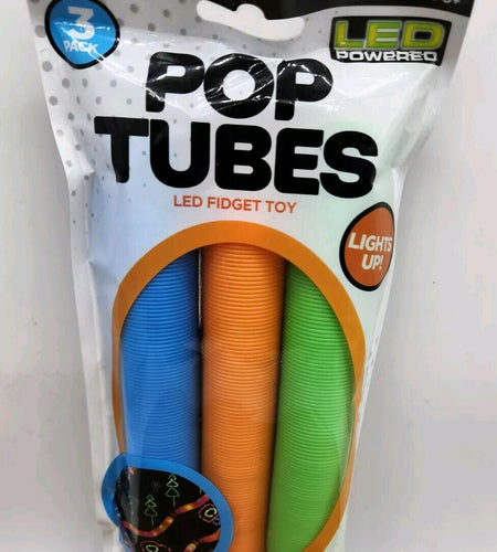 Big Time Toys LED Light Up Pop Tubes Fidget Toy 3pk Visual Sensory