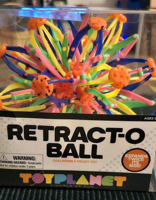 Load image into Gallery viewer, Open Box. ToyPlanet Retract-O Ball Collapsible Multi-Color Plastic Fidget Toy
