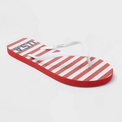 Load image into Gallery viewer, Shade &amp; Shore Women's Sydney Americana Flip Flops Size 8 Red/White
