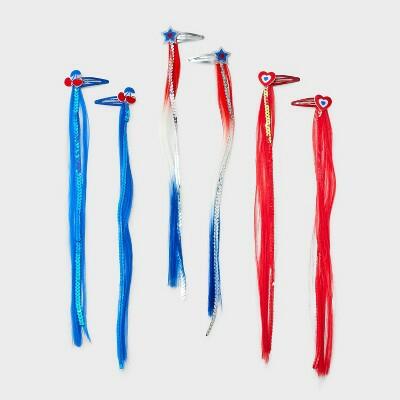 Load image into Gallery viewer, Cat &amp; Jack Girls 6pk 4th of July Hair Clips Blue White Red Size One Size
