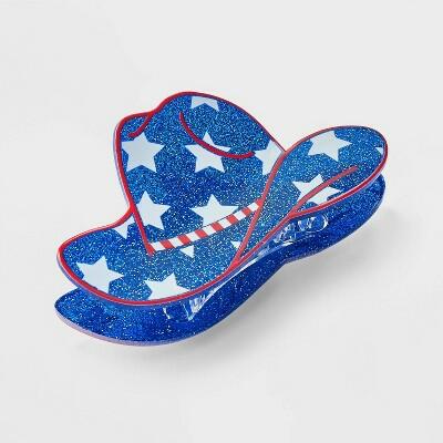 Load image into Gallery viewer, Americana Cowboy Hat Hair Claw Clip Red White Blue Patriotic Accessory
