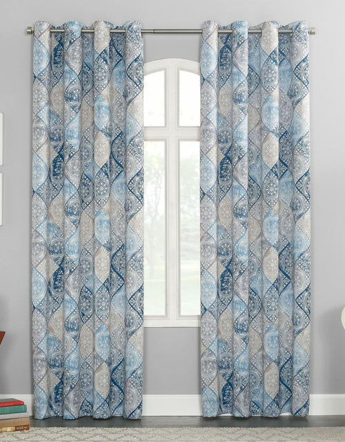 Load image into Gallery viewer, Sun Zero Reardon Global Medallion Efficient Grommet Curtain Panel 54x84 Indigo
