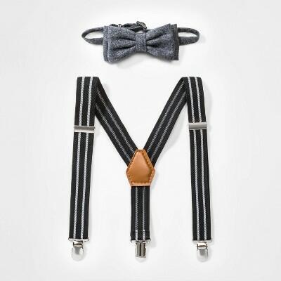 Load image into Gallery viewer, Cat &amp; Jack Boys Suspender Set Black/Gray
