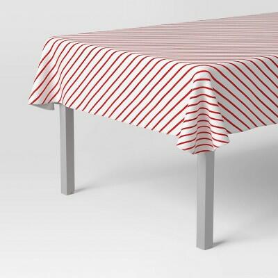 Load image into Gallery viewer, Wondershop Christmas Red Striped PEVA Vinyl Tablecloth 84x60 Rectangular
