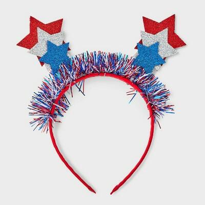 Load image into Gallery viewer, Americana Star and Tinsel Headband Red White Blue

