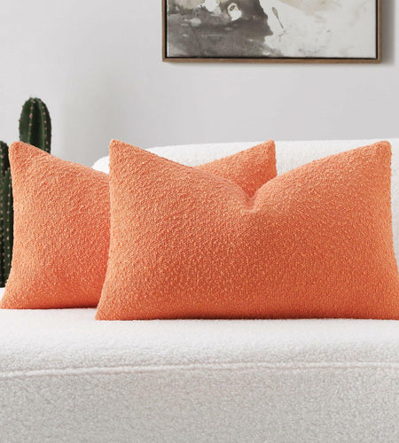 FUTEI Pack of 2 Orange Decorative Throw Pillow Covers 12x20 Inch Soft Cozy