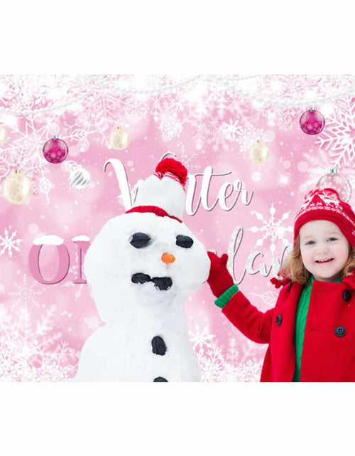 Load image into Gallery viewer, Winter Onederland First Birthday Banner Snowflake Backdrop 70.9x43.3 Pink

