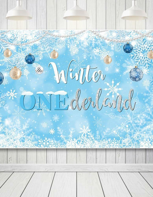 Load image into Gallery viewer, Winter Onederland Birthday Banner Snowflake Blue 70.9x43.3 Inch
