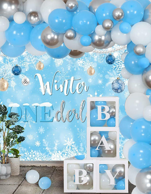 Load image into Gallery viewer, Winter Onederland Birthday Banner Snowflake Blue 70.9x43.3 Inch
