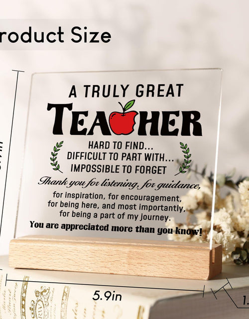 Load image into Gallery viewer, Afterprints Teacher Appreciation Acrylic Plaque with Wooden Base Thank You Gift
