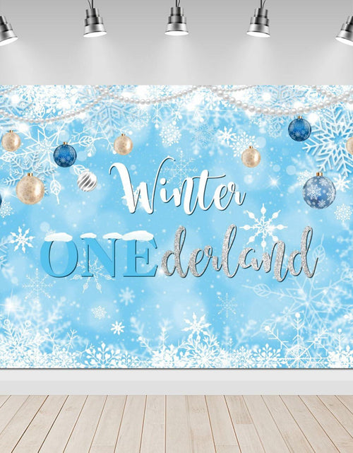 Load image into Gallery viewer, Winter Onederland Birthday Banner Snowflake Blue 70.9x43.3 Inch
