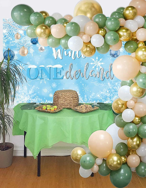 Load image into Gallery viewer, Winter Onederland Birthday Banner Snowflake Blue 70.9x43.3 Inch
