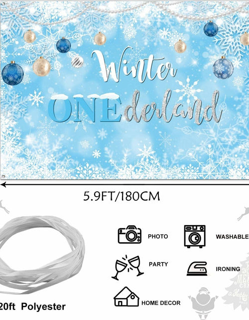 Load image into Gallery viewer, Winter Onederland Birthday Banner Snowflake Blue 70.9x43.3 Inch
