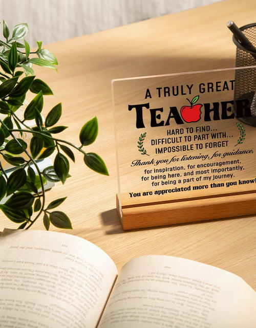 Load image into Gallery viewer, Afterprints Teacher Appreciation Acrylic Plaque with Wooden Base Thank You Gift
