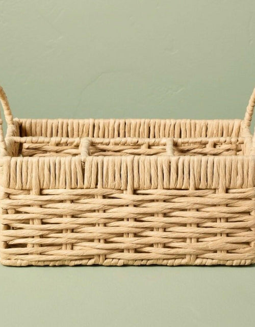 Load image into Gallery viewer, Woven Flatware Caddy Organizer Storage Basket 7x7.5x11.75 Paper Iron
