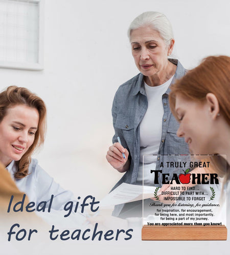 Afterprints Teacher Appreciation Acrylic Plaque with Wooden Base Thank You Gift