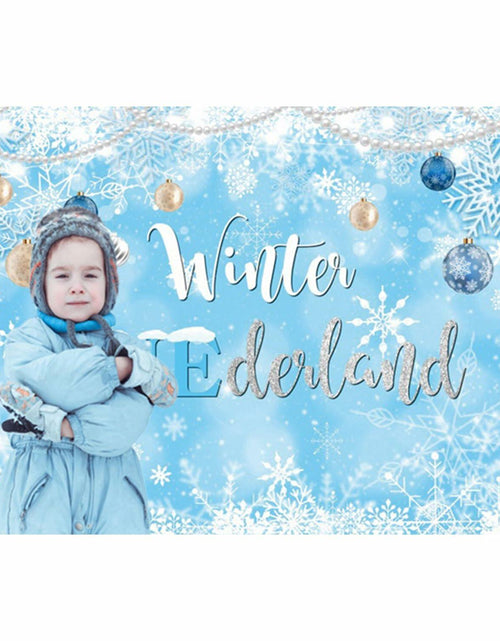 Load image into Gallery viewer, Winter Onederland Birthday Banner Snowflake Blue 70.9x43.3 Inch
