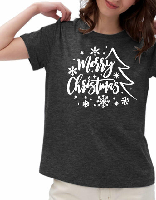 Load image into Gallery viewer, PQZ Christmas Tree Tee Shirt Women Loose Casual Top Grey1 Size M
