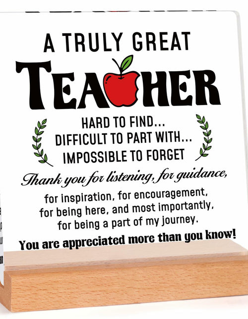 Load image into Gallery viewer, Afterprints Teacher Appreciation Acrylic Plaque with Wooden Base Thank You Gift
