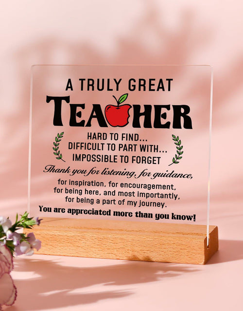 Load image into Gallery viewer, Afterprints Teacher Appreciation Acrylic Plaque with Wooden Base Thank You Gift
