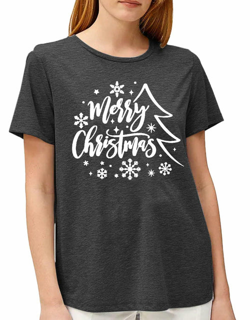 Load image into Gallery viewer, PQZ Christmas Tree Tee Shirt Women Loose Casual Top Grey1 Size M
