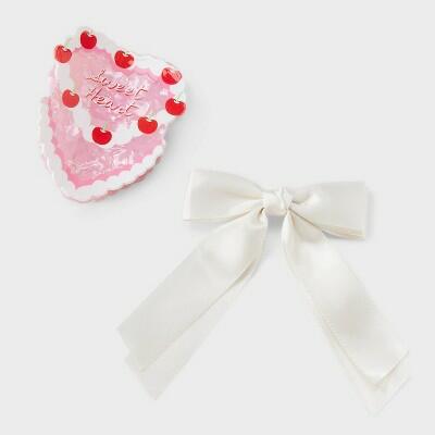 Load image into Gallery viewer, A New Day Acrylic Cake Hair Claw Clip Bow Set 2pc Ivory Pink
