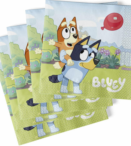Unique Bluey Party Napkins 6.5 Inch 16 Count Multicolor Paper