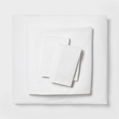 Load image into Gallery viewer, Room Essential King Easy Care Cotton Blend Sateen SheetSet White 225 TC OEKO-TEX
