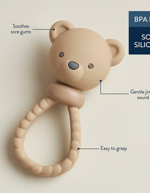 Load image into Gallery viewer, Itzy Ritzy Silicone Rattle Toy Bear Soft Jingle Handle 3+ Months

