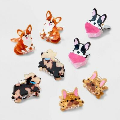 Load image into Gallery viewer, Cat &amp; Jack Girls 8pk Puppy Mini Claw Hair Clips Solid Colors
