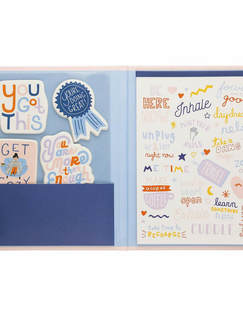 Load image into Gallery viewer, [Like New] WORLD TRAVELER Self Care Sticker Book Folio Hardcover 5x7 Art Stickers
