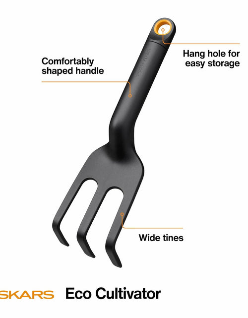 Load image into Gallery viewer, Fiskars Eco Cultivator Wide Angled Tines Ergonomic Handle Black
