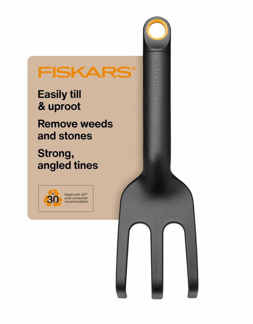 Load image into Gallery viewer, Fiskars Eco Cultivator Wide Angled Tines Ergonomic Handle Black
