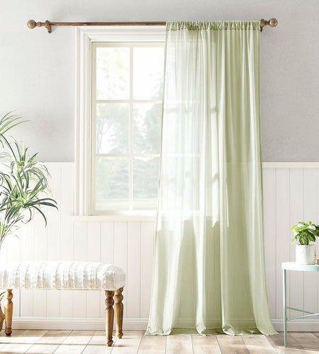 Archaeo Cotton Sheer Curtain 50x63 Moss Green 1 Panel